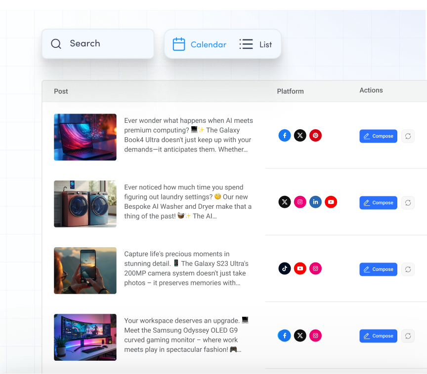 Browse, edit, and recreate your AI posts in a click